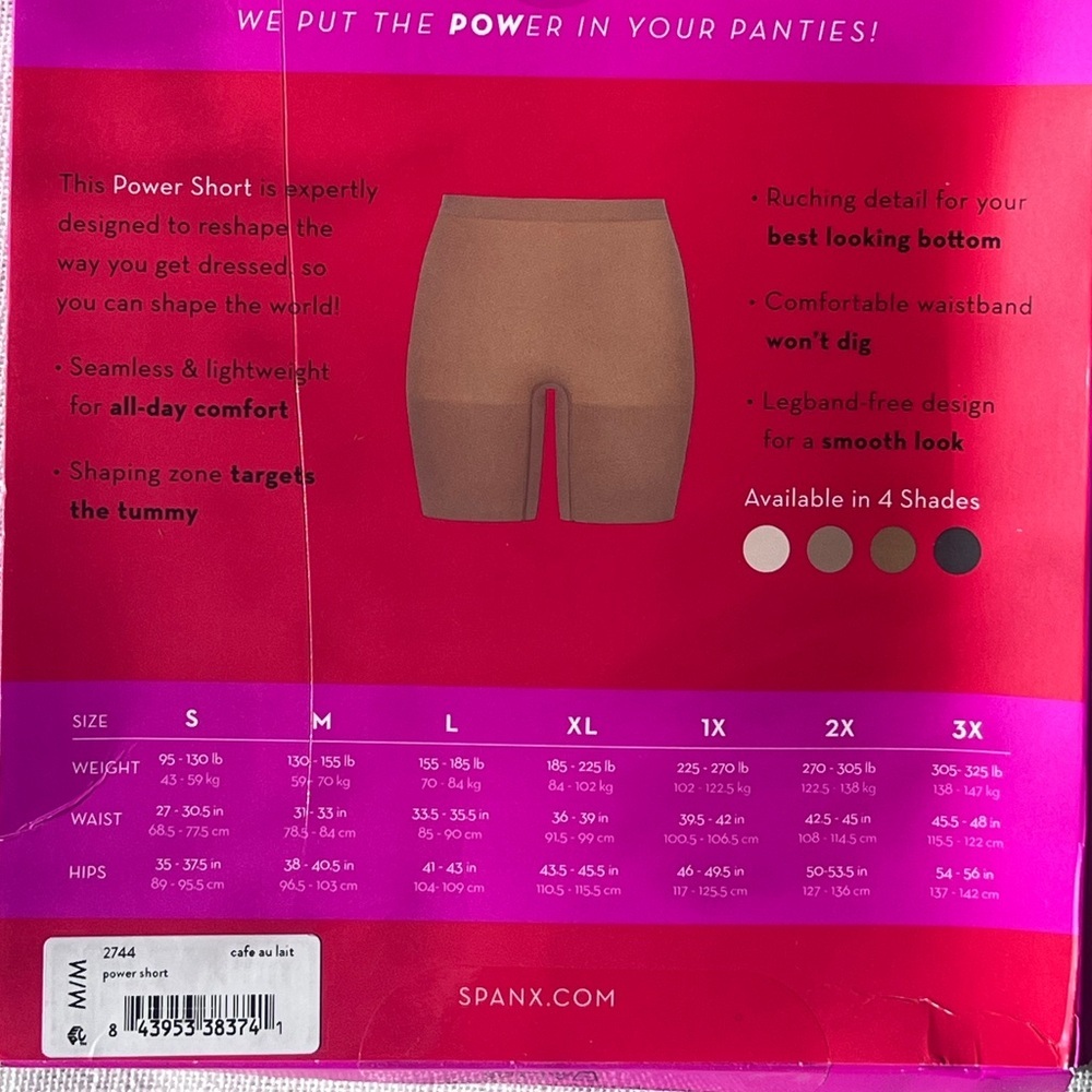 SPANX POWER SHORT, size M, cafe au latte, NWT - Picture 6 of 6